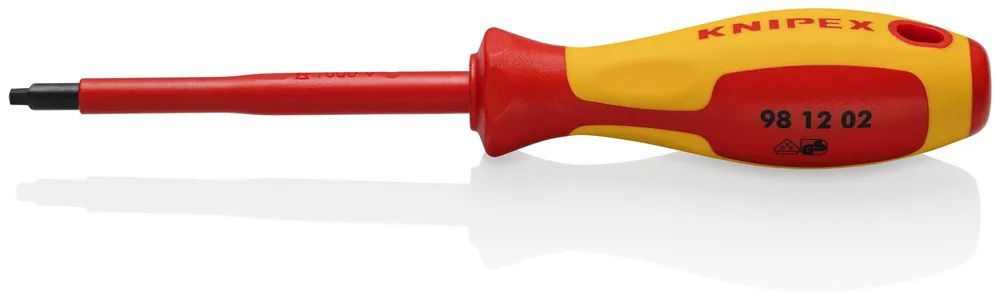 KNIPEX Schraubendreher für Robertsonschrauben R2 isoliert mit Mehrkomponenten-Hüllen, VDE-geprüft brüniert 210 mm