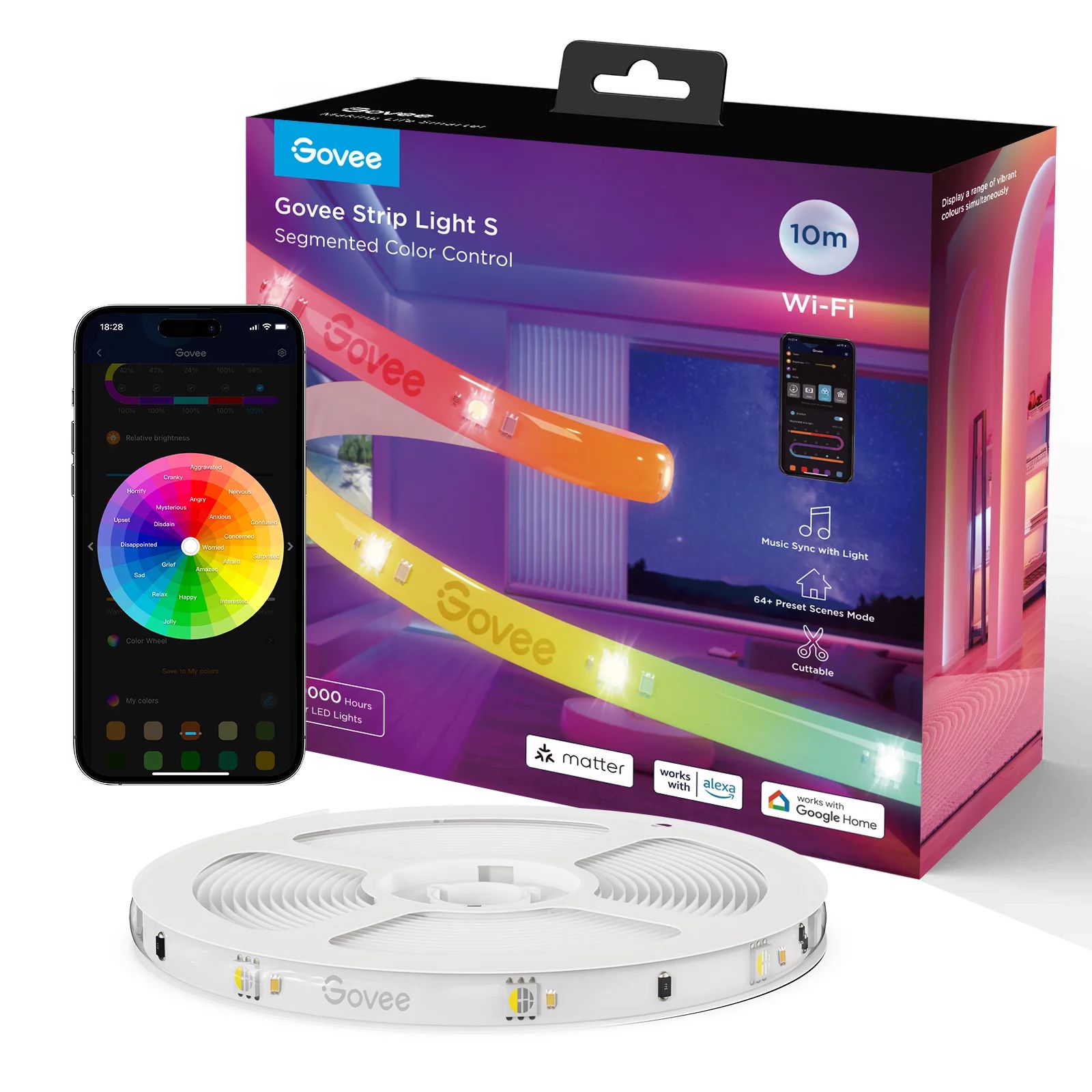 Govee RGBIC LED Strip Light Wi-Fi Bluetooth Matter 10.0m