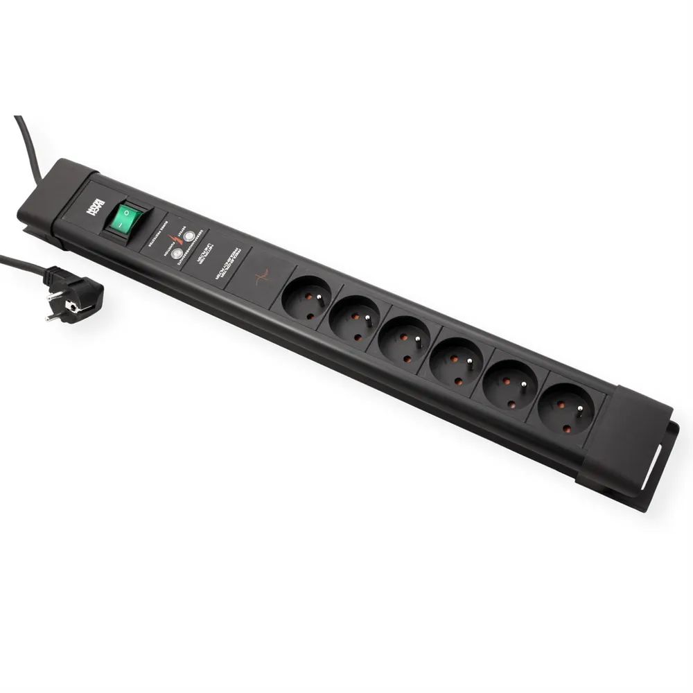BACHMANN CONNECTUS 6xUTE, 1xGVS 1xSchalter 2,0m CEE7/7 Schwarz
