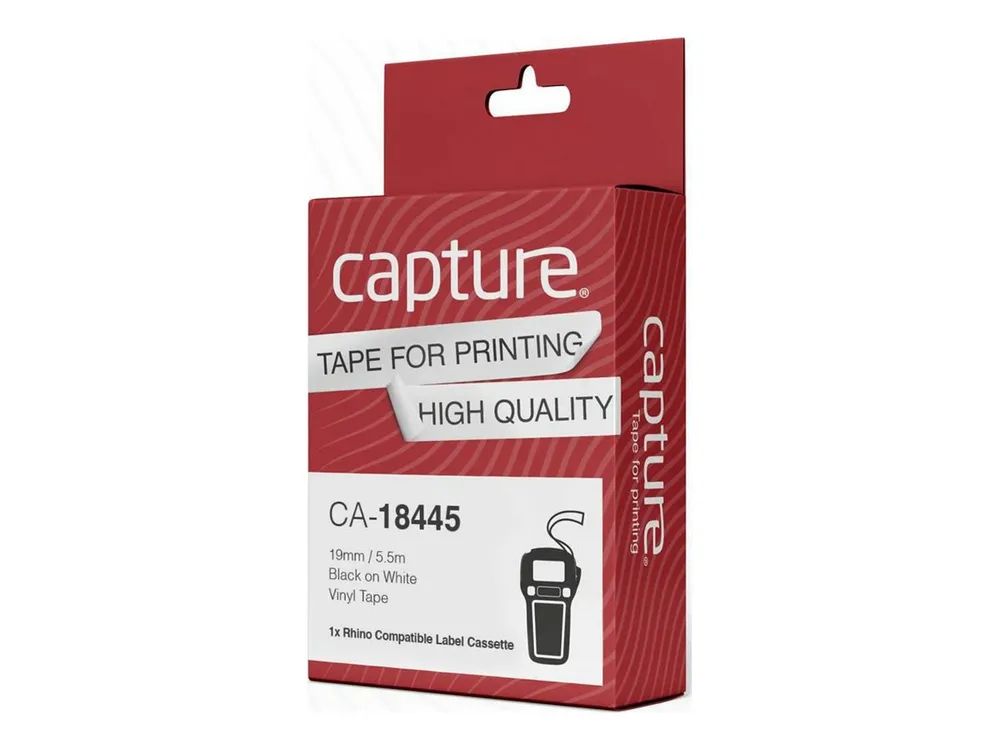 Capture CA-18445 - Schwarz auf weiss - Etikettenrolle - Schwarz - Weiß - Vinyl - 1,9 cm - 5,5 m