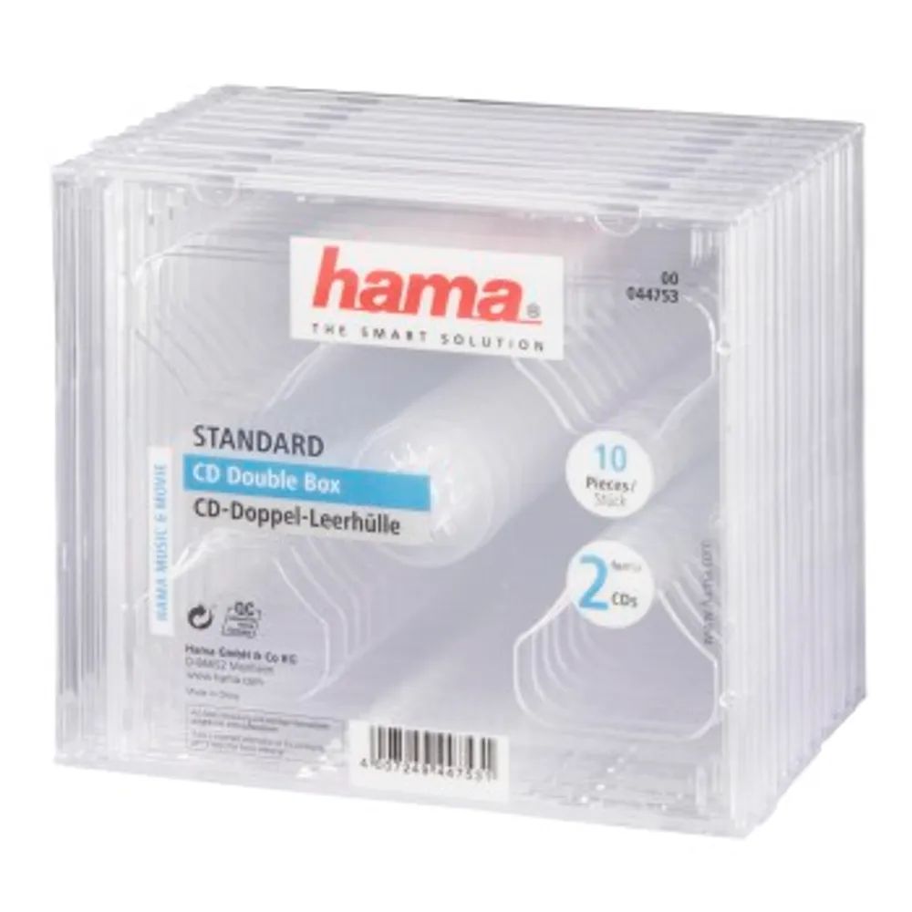 Hama CD-Doppel-Leerhülle Standard, 10er-Pack, Transparent