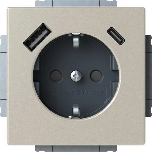 Busch-Jaeger SCHUKO/2XUSB-STD A+C EDELSTAHL / BUSCH 20 EUCB2USBAC-866 2CKA002011A6314