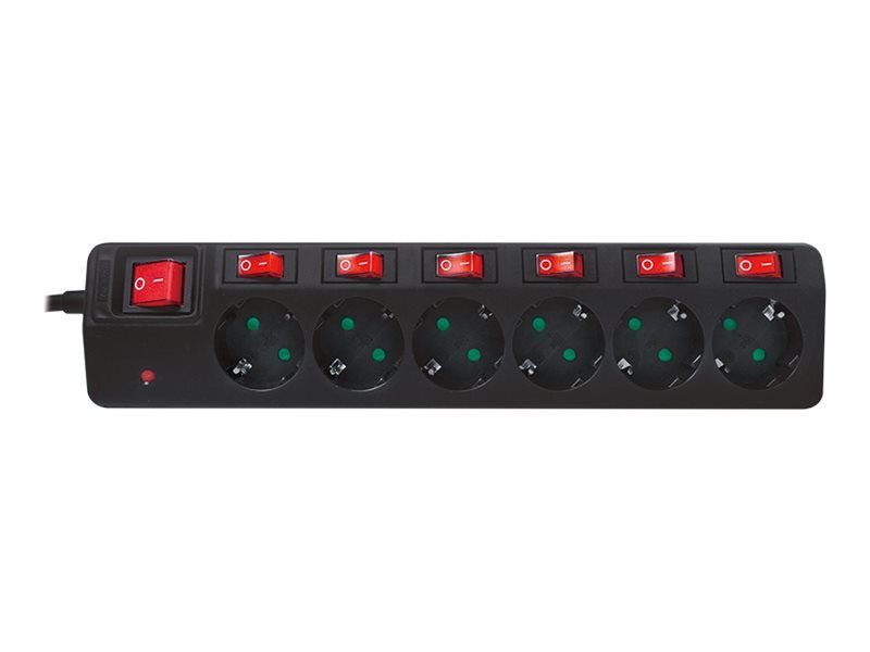 LogiLink Steckdosenleiste - Wechselstrom 250 V - 3680 Watt - Ausgangsanschlüsse: 6 (power CEE 7/3)