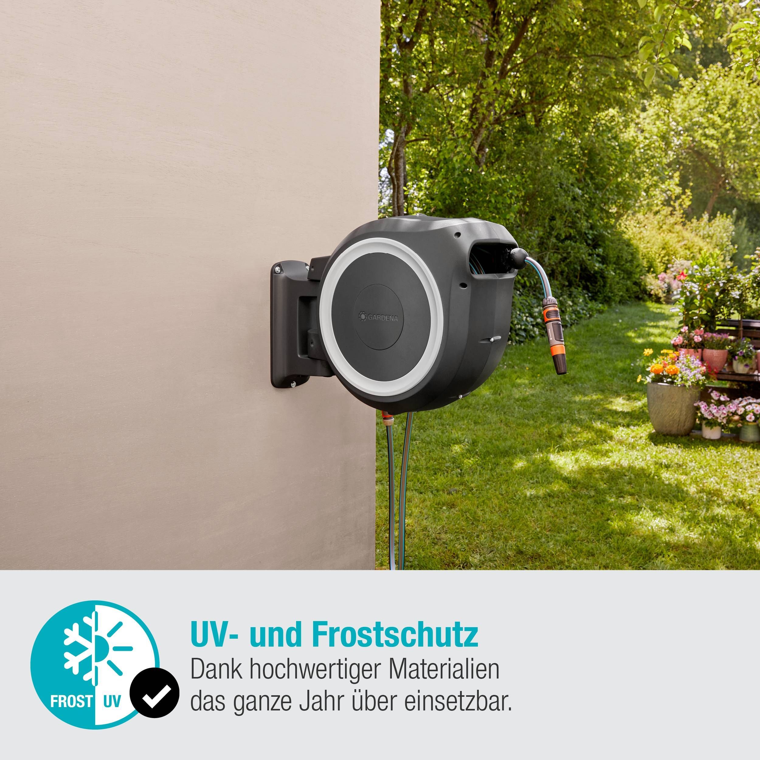 Gardena Wand-Schlauchbox RollUp M/L, 25 m, weiß