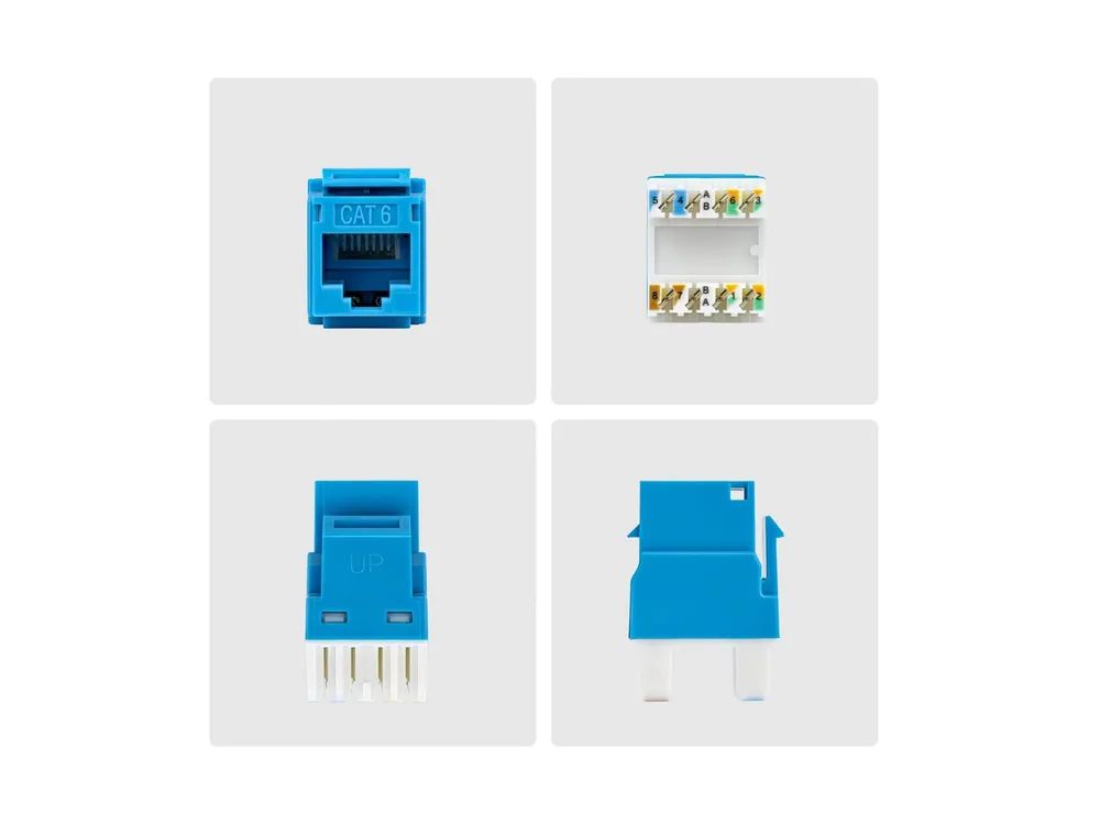 StarTech.com Startech - Keystone Jack - 180°, 110 Punch Down - CAT 6 - UTP - RJ-45 - Blau - TAA-konform (Packung mit 24)