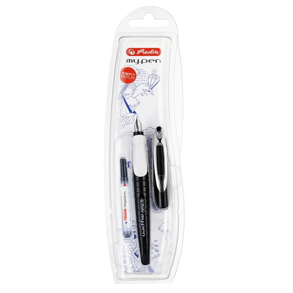 herlitz Schulfüllhalter my.pen M-Feder schwarz/weiß