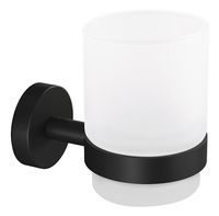 Tesa MOON BLACK - Wandmontierter Zahnbürstenhalter - Glas - Metall - Schwarz - Weiß - Wand - 70 mm - 109 mm