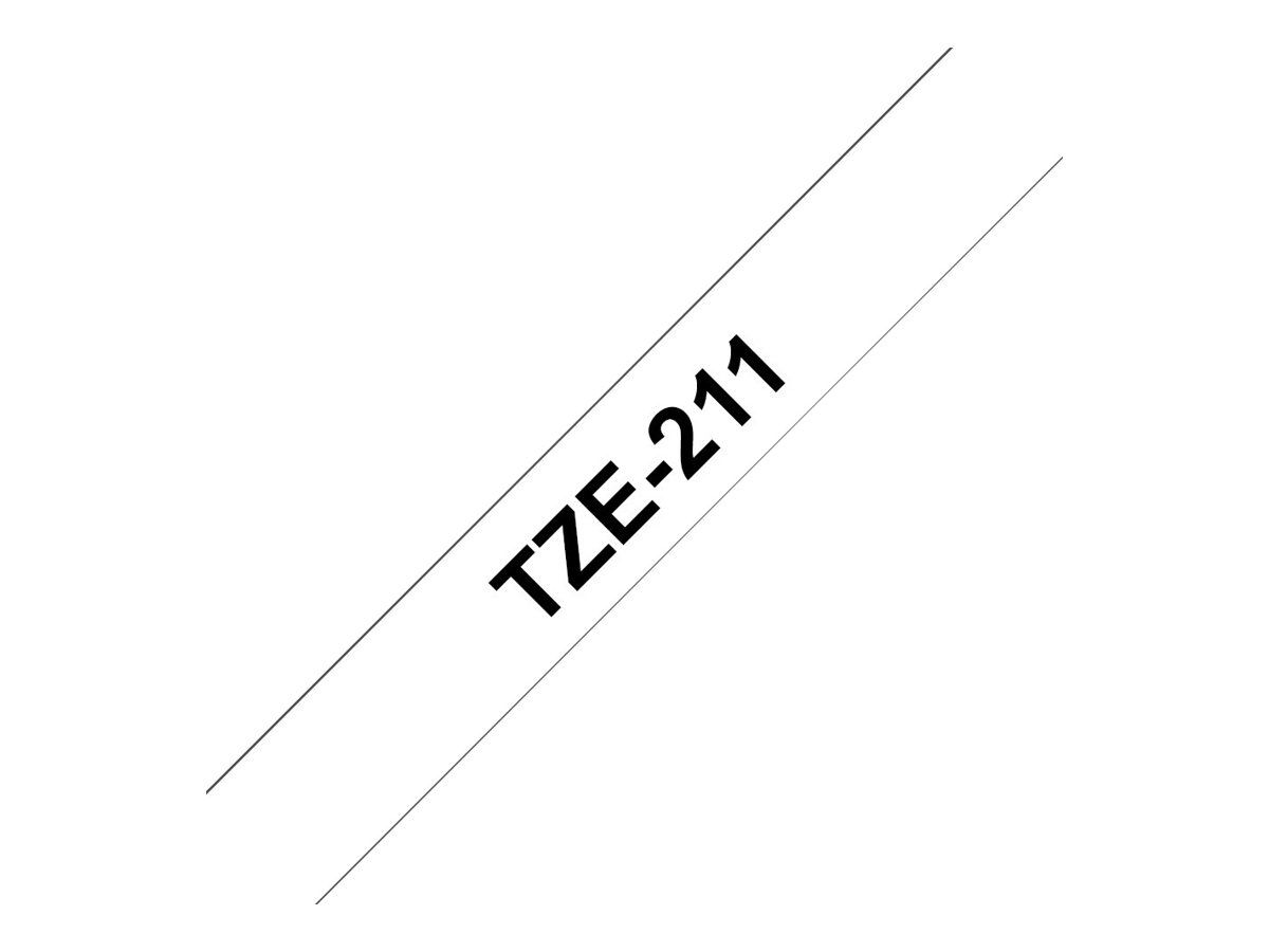 Brother TZe-211 - Standard-Klebstoff - Schwarz auf Weiß - Rolle (0,6 cm x 8 m)