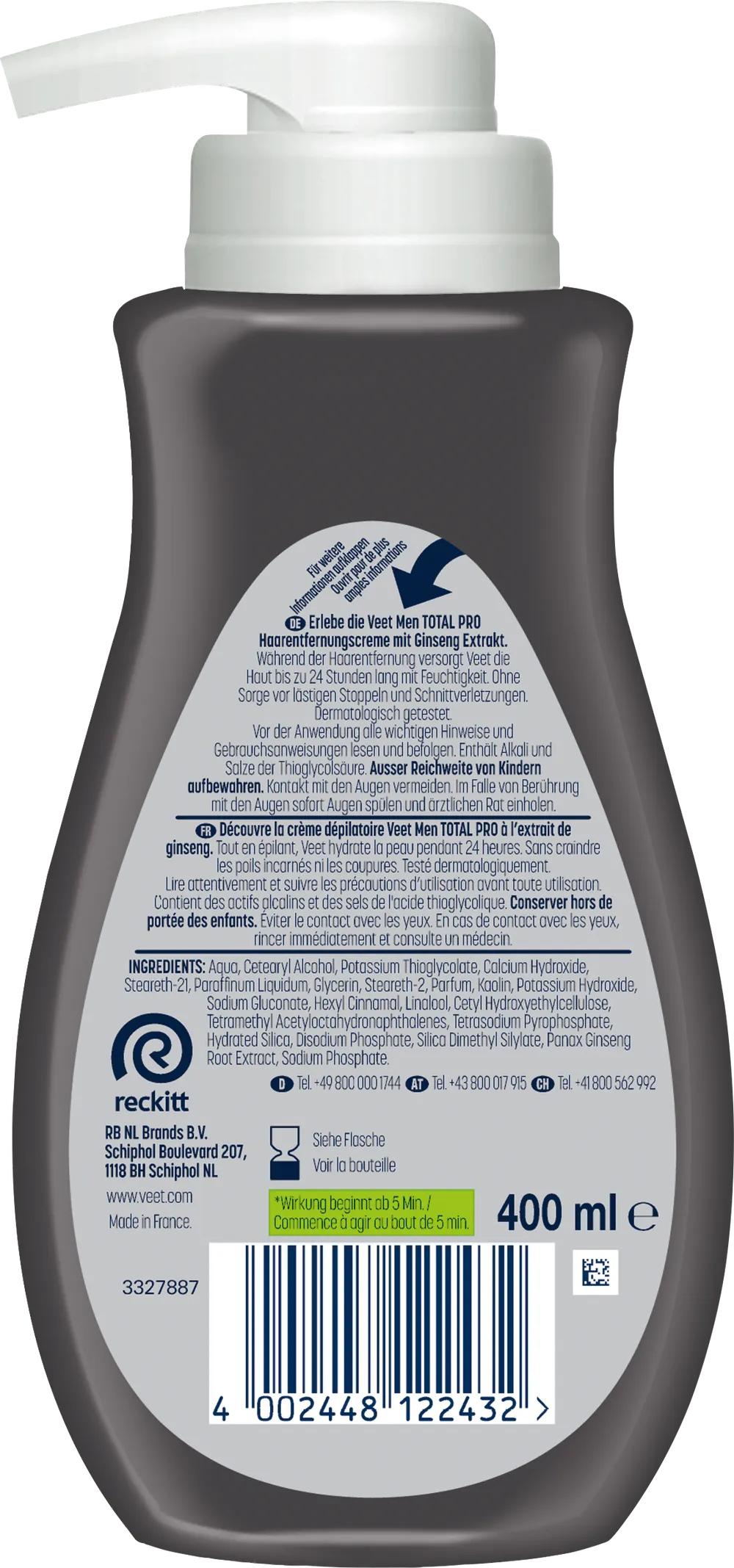 Veet Men Haarentfernungscreme 400ml Pumpspender