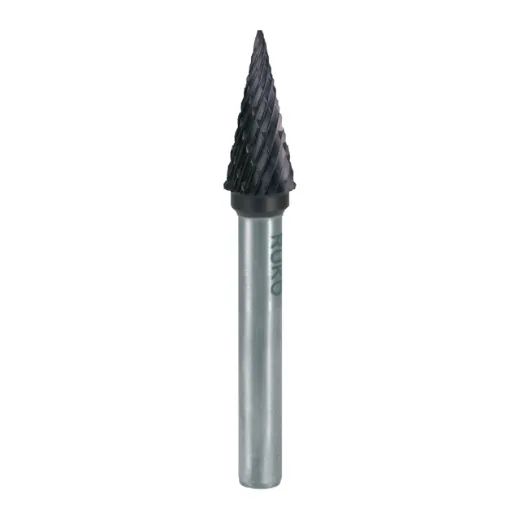 RUKO HM-Frässtift TiAlN Spitzkegel mit Kreuzverzahnung