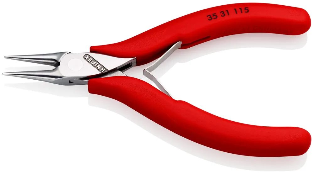 KNIPEX Elektronik-Greifzange mit durchgestecktem Gelenk mit rutschhemmenden Kunststoff-Hüllen 115 mm