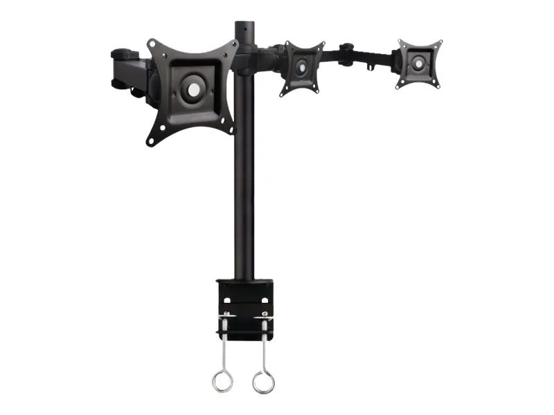 Techly Befestigungskit (Spannbefestigung für Tisch, Mantelrohr, Schwenkarm) - für 3 LCD-Anzeigen - Schwarz - Bildschirmgröße: 33-61 cm (13"-24")