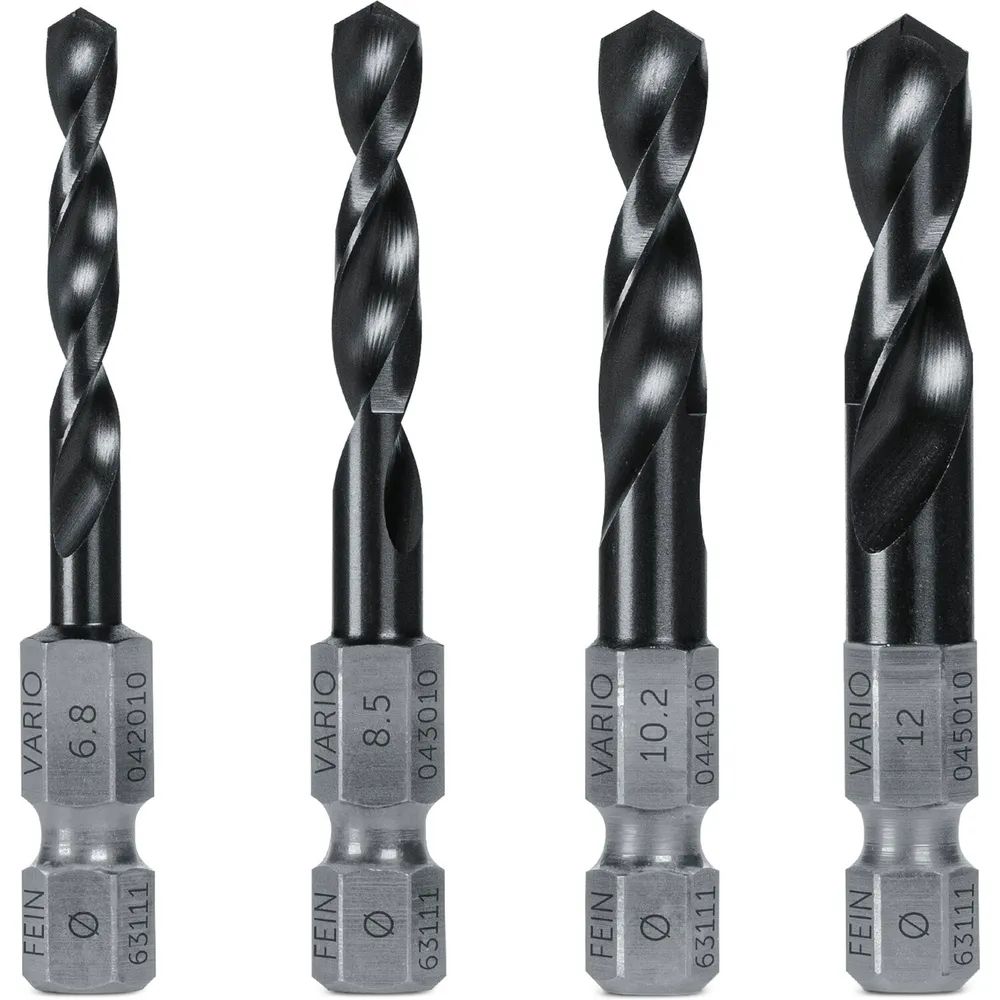FEIN Spiralbohrer-Set Vario HSS 64 HRC TiAlN 6-kant Schaft ø 6,8-12 mm M8-M14