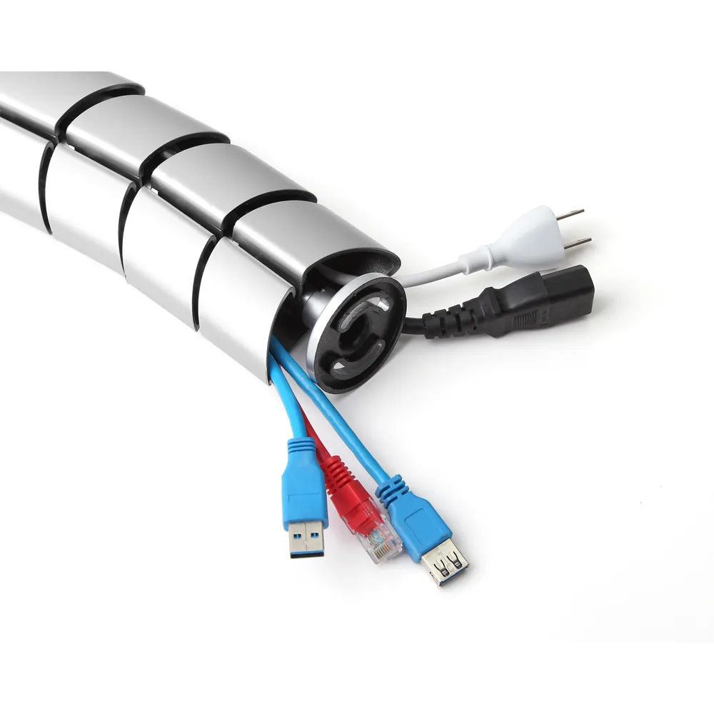 InLine Kabelkanal flexibel - vertikal für Tische - 2 Kammern - 0,80m - silber