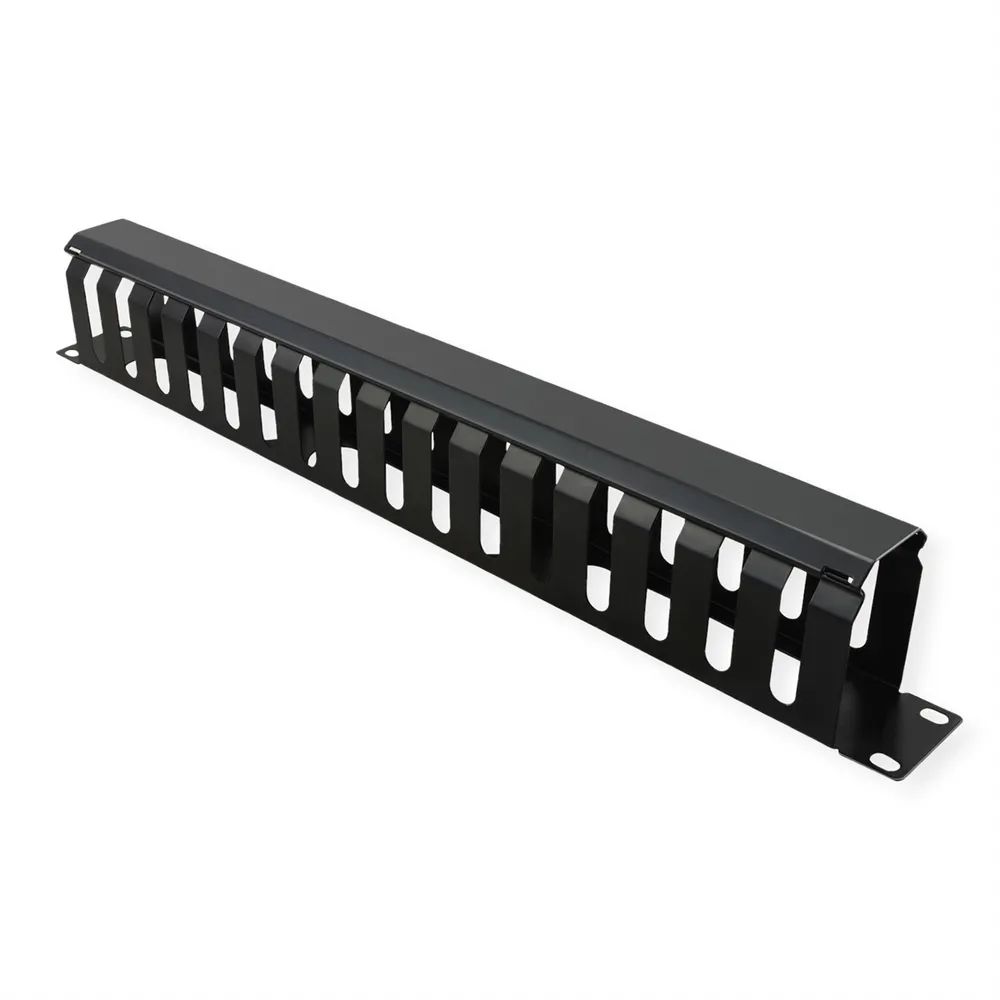 VALUE 19-Zoll-Frontplatte 1 HE mit Rangierkanal 40 x 60 mm, schwarz