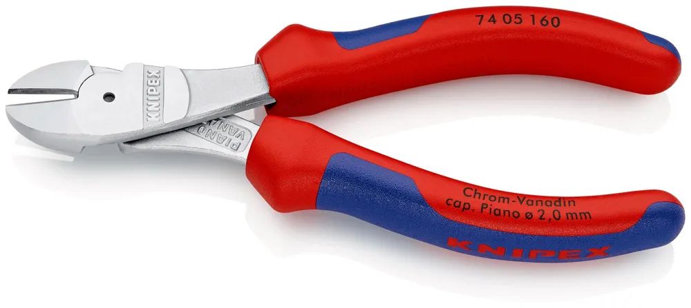 KNIPEX Kraft-Seitenschneider mit Mehrkomponenten-Hüllen verchromt 160 mm