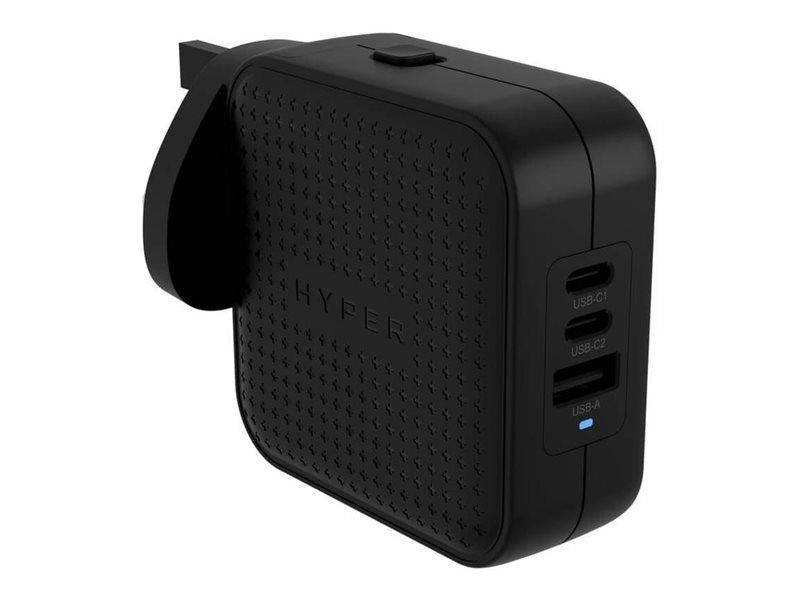 Hyper Targus HyperJuice - Netzteil - GaN - 70 Watt - QC 3.0, Power Delivery 3.0 + PPS - 3 Ausgabeanschlussstellen (USB, 2 x USB-C)