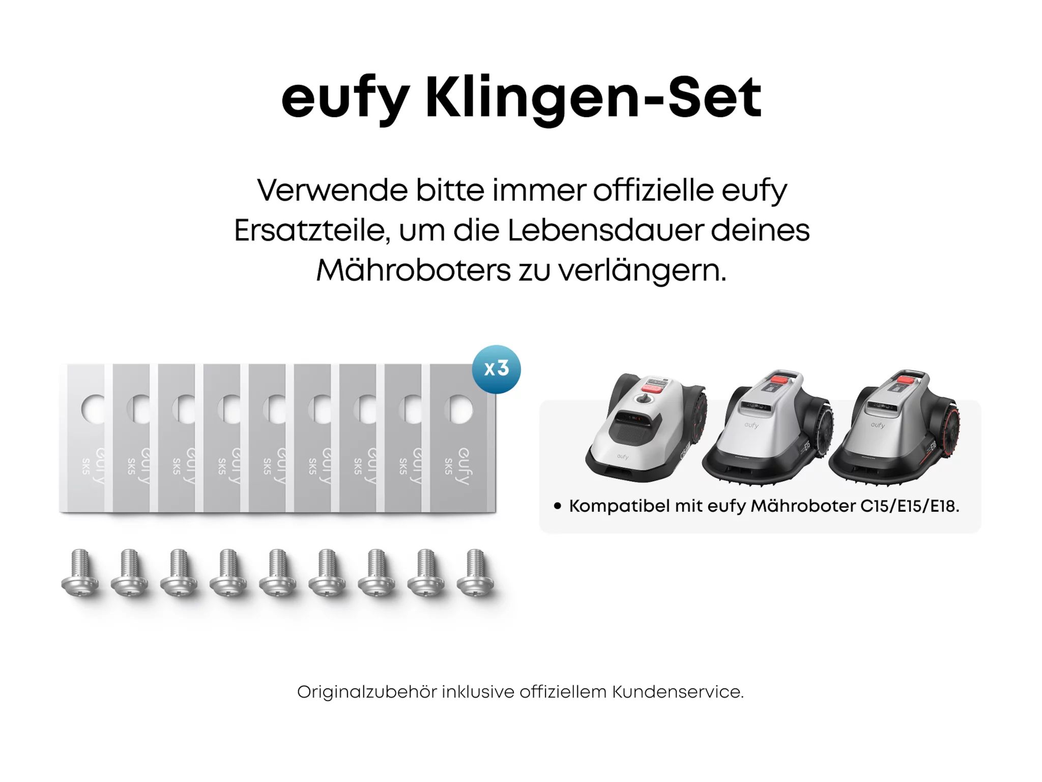 eufy Ersatzklingenbox für Mähroboter E15, E18, C15