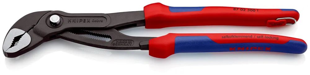KNIPEX 87 02 300 T Cobra® Hightech-Wasserpumpenzange mit 2K-Hüllen, mit integrierter Befestigungsöse 300 mm