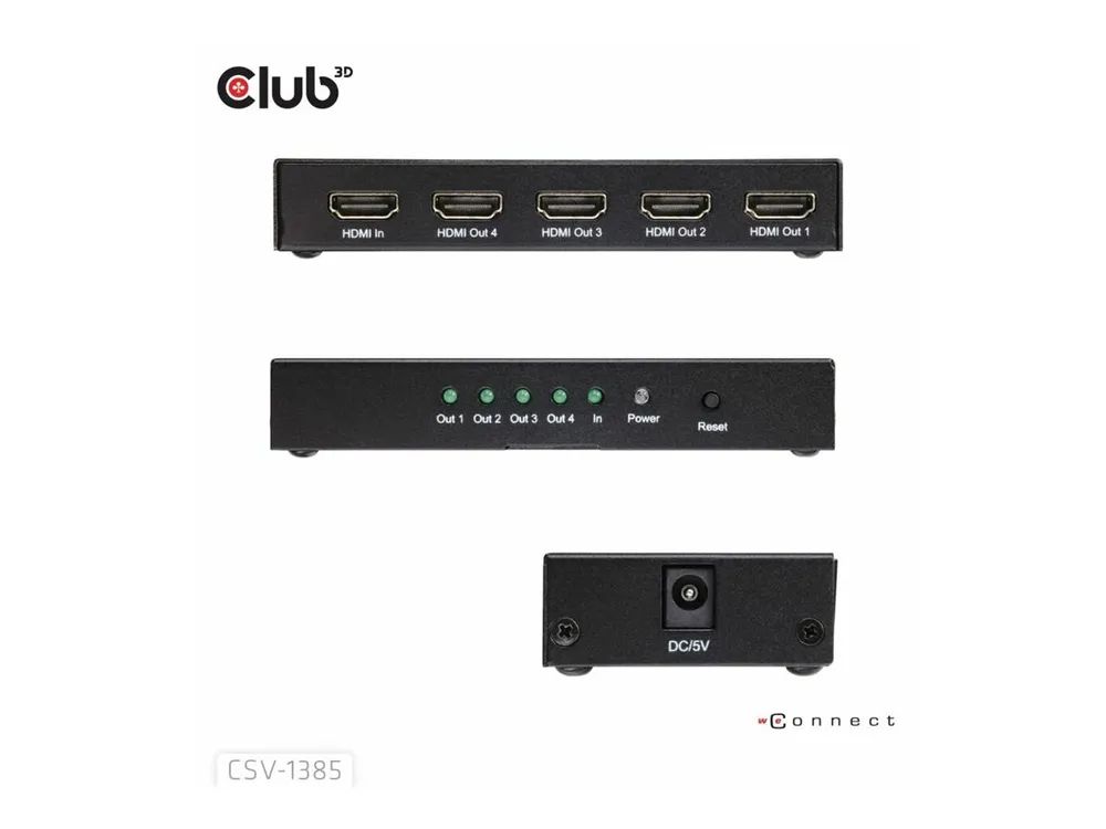 Club 3D CSV-1385 - Video-/Audio-Splitter - 1-to-4, 4K120Hz