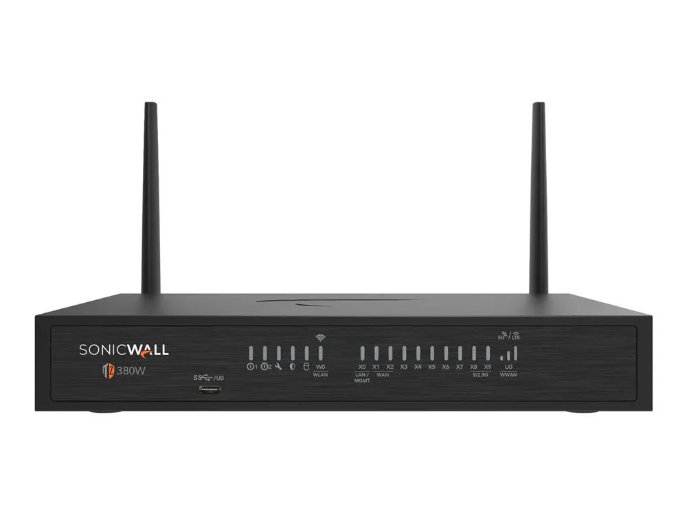 SonicWALL TZ Series (Gen 8) TZ 380W - Sicherheitsgerät - mit 1 Jahr SonicWall Cloud Secure Edge - 2.5GbE, 5GbE, 1GbE - Wi-Fi 6 - 2.4 GHz, 5 GHz - SonicWALL Secure Upgrade Advanced Edition (3 Jahre Option)