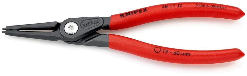 KNIPEX Präzisions-Sicherungsringzange für Innenringe in Bohrungen mit rutschhemmendem Kunststoff überzogen grau atramentiert 180 mm