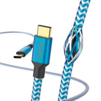 Hama Ladekabel "Reflective", USB-C - USB-C, 1,5 m, Nylon, Blau