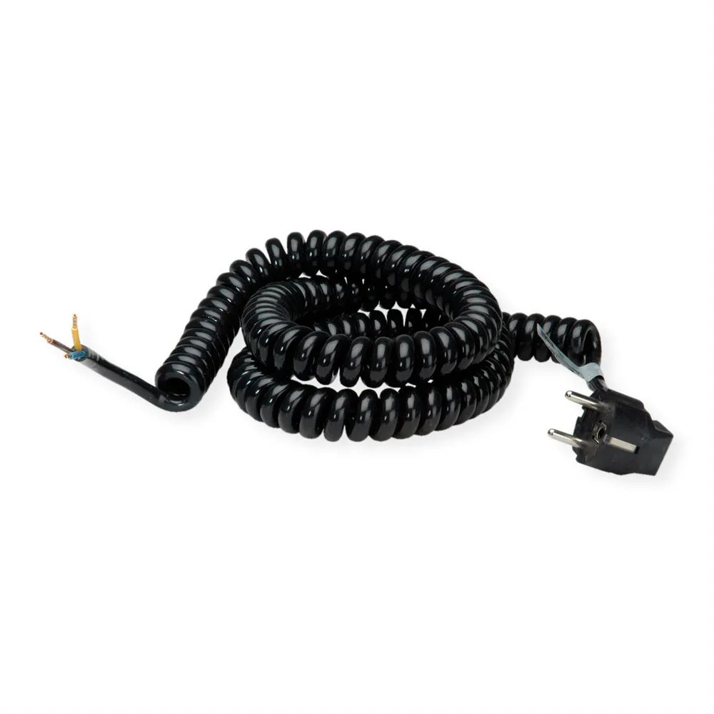 BACHMANN Wendelleitung 1-4m schwarz, H05VV-F 3G1,5mm² AEH/CEE7/7