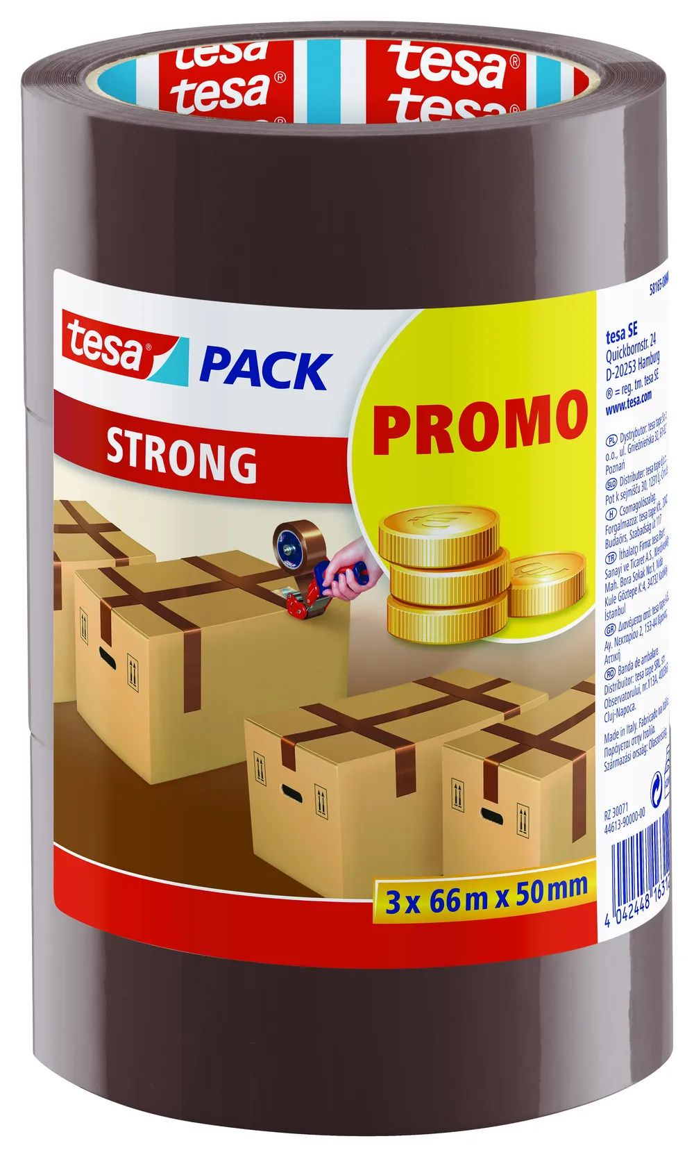 tesa® Tesapack Strong – 3er-Pack – 66 m x 50 mm – braun – extra stark