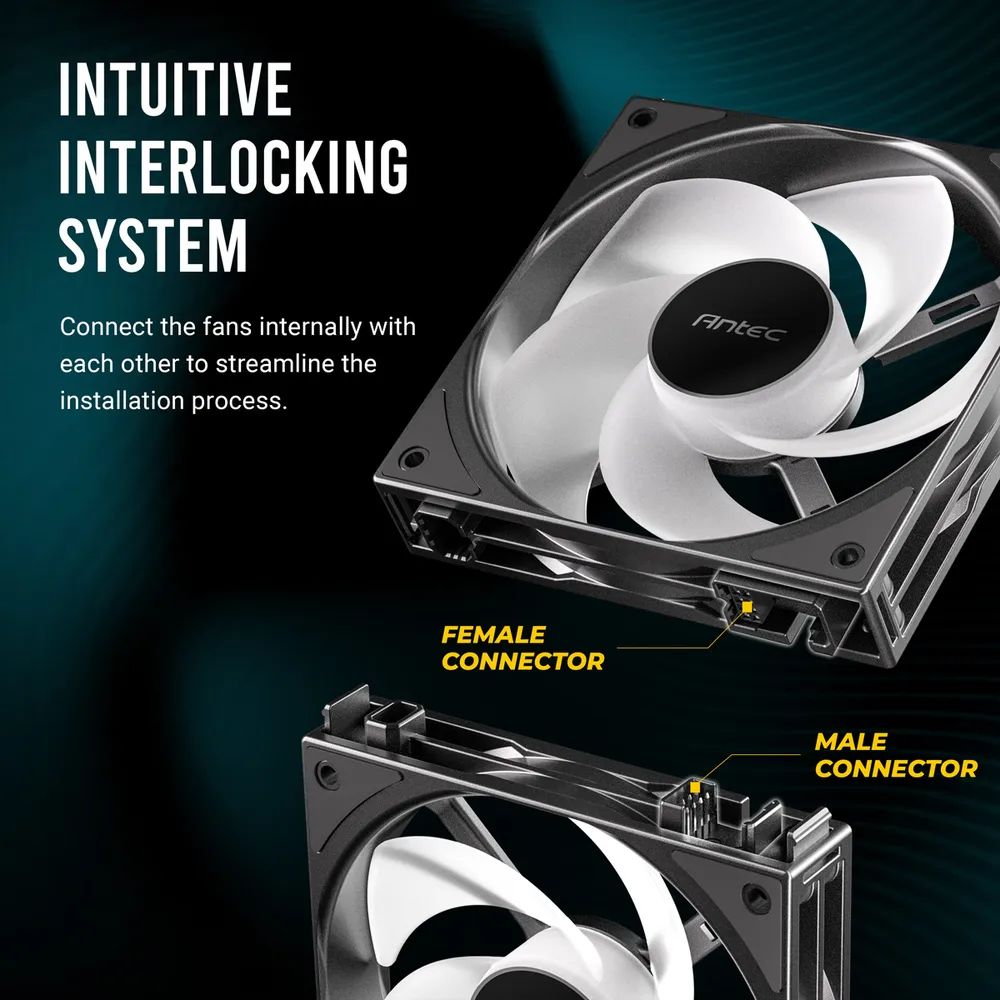 ANTEC C120 ARGB Fan Reverse PC Gehäuselüfter 120mm 3er Pack, schwarz