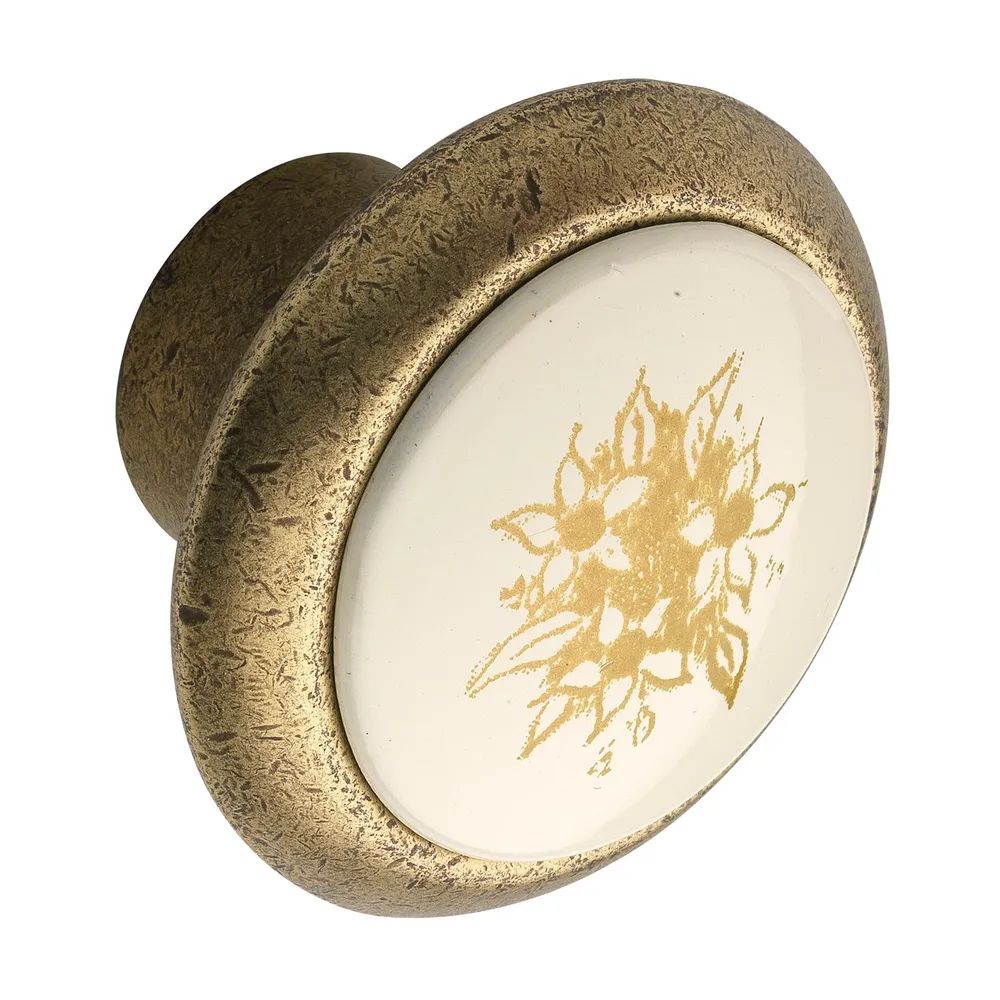 Citterio Line Knopf Tampa ø 40 mm, Tiefe 26 mm, ZN/Kunststoff bronze, matt/Blume gold