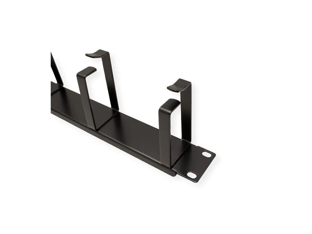 VALUE Kabelführungsplatte für Schaltschrank - Vorderseite - RAL 9005, Schwarz - 1U - 48.3 cm (19")