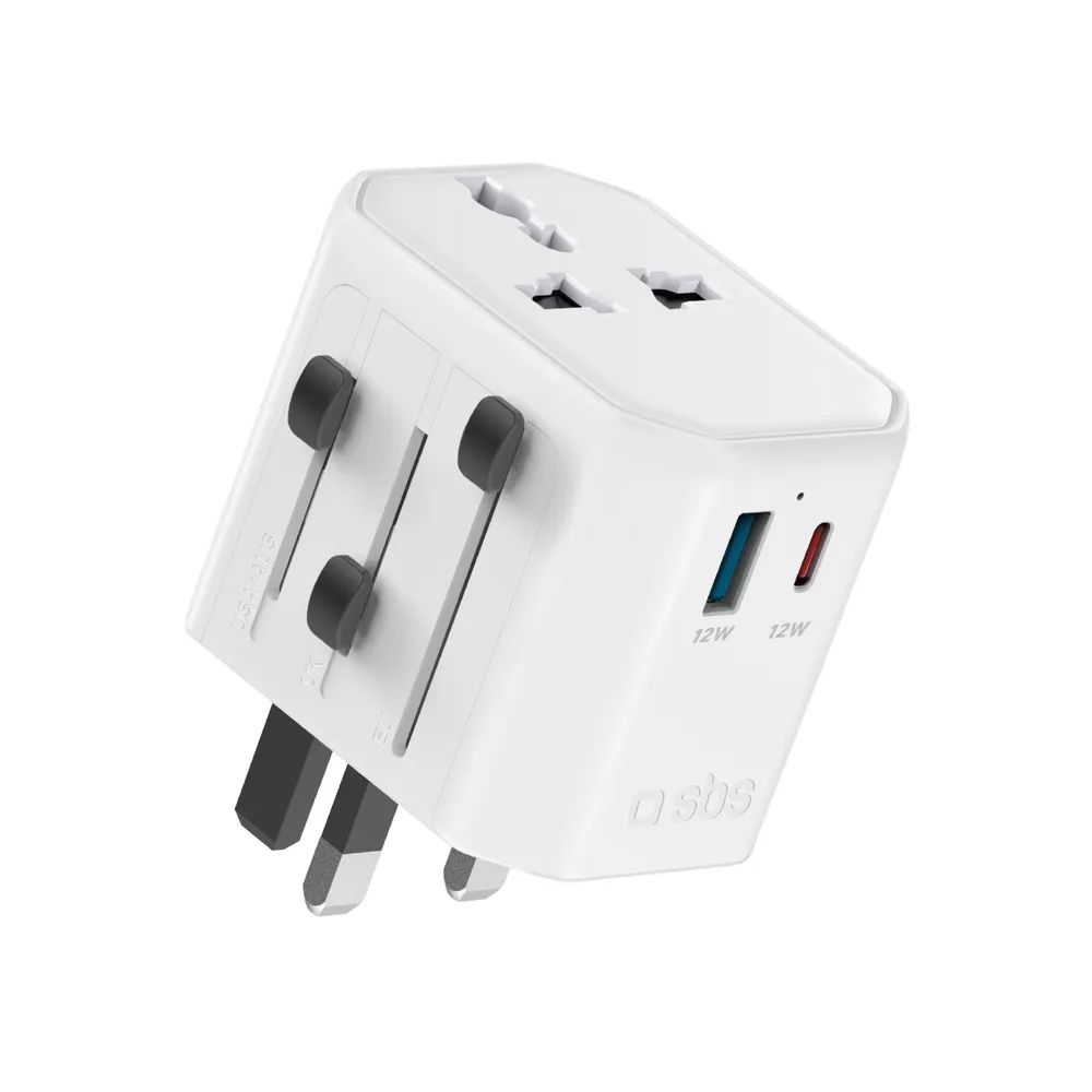 SBS Universal-Reiseadapter Welt, 1x USB-C & 1x USB-A, 12W