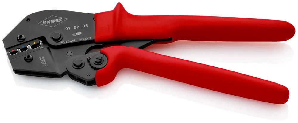 KNIPEX Crimpzange auch für Zweihandbedienung mit rutschhemmenden Kunststoff-Hüllen brüniert 250 mm