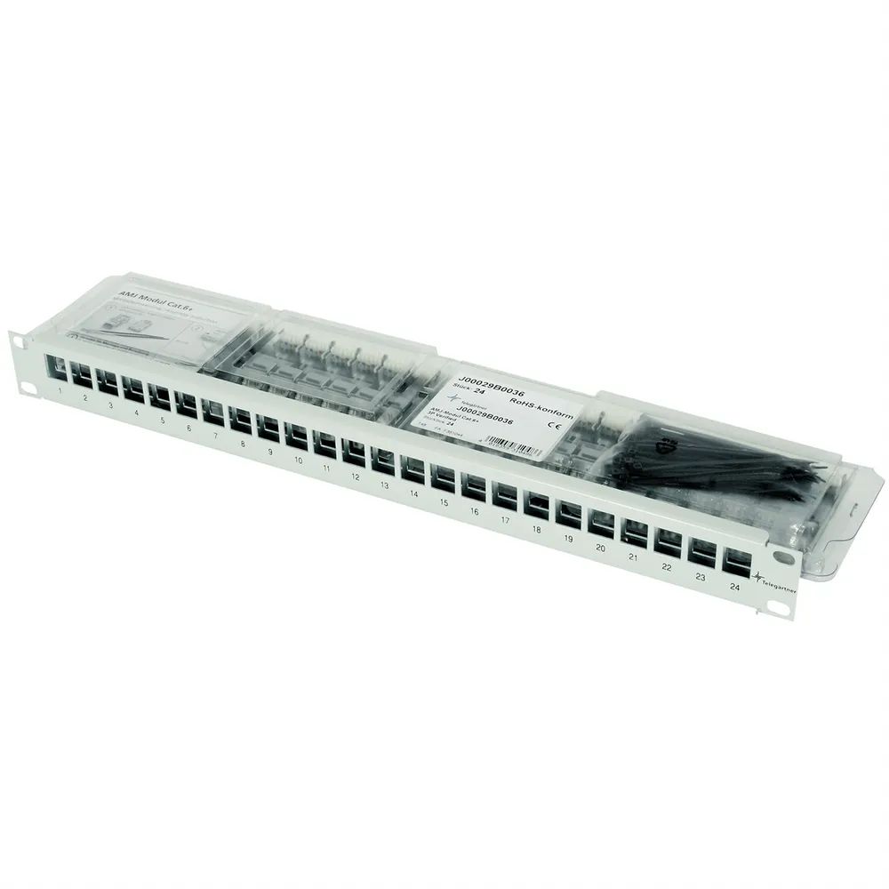 Telegärtner Karl Gärtner Telegärtner - Patch Panel - RJ-45 X 24 - Hellgrau - 1U - 48.3 cm (19")