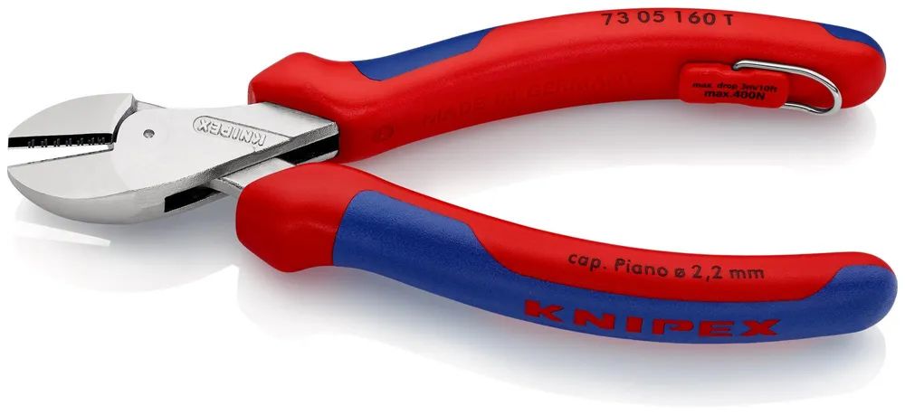 KNIPEX 73 05 160 T X-Cut® Kompakt-Seitenschneider mit 2K-Hüllen, mit integrierter Befestigungsöse 160 mm