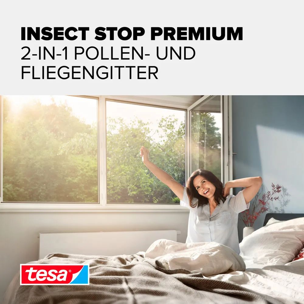 tesa® Insektenschutz Pollen 2er-Pack 1,30 × 1,50m, anthrazit 