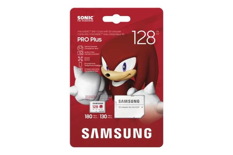 Samsung PRO Plus MB-MD128SA - Sonic the Hedgehog Flash-Speicherkarte (microSDXC-an-SD-Adapter inbegriffen)