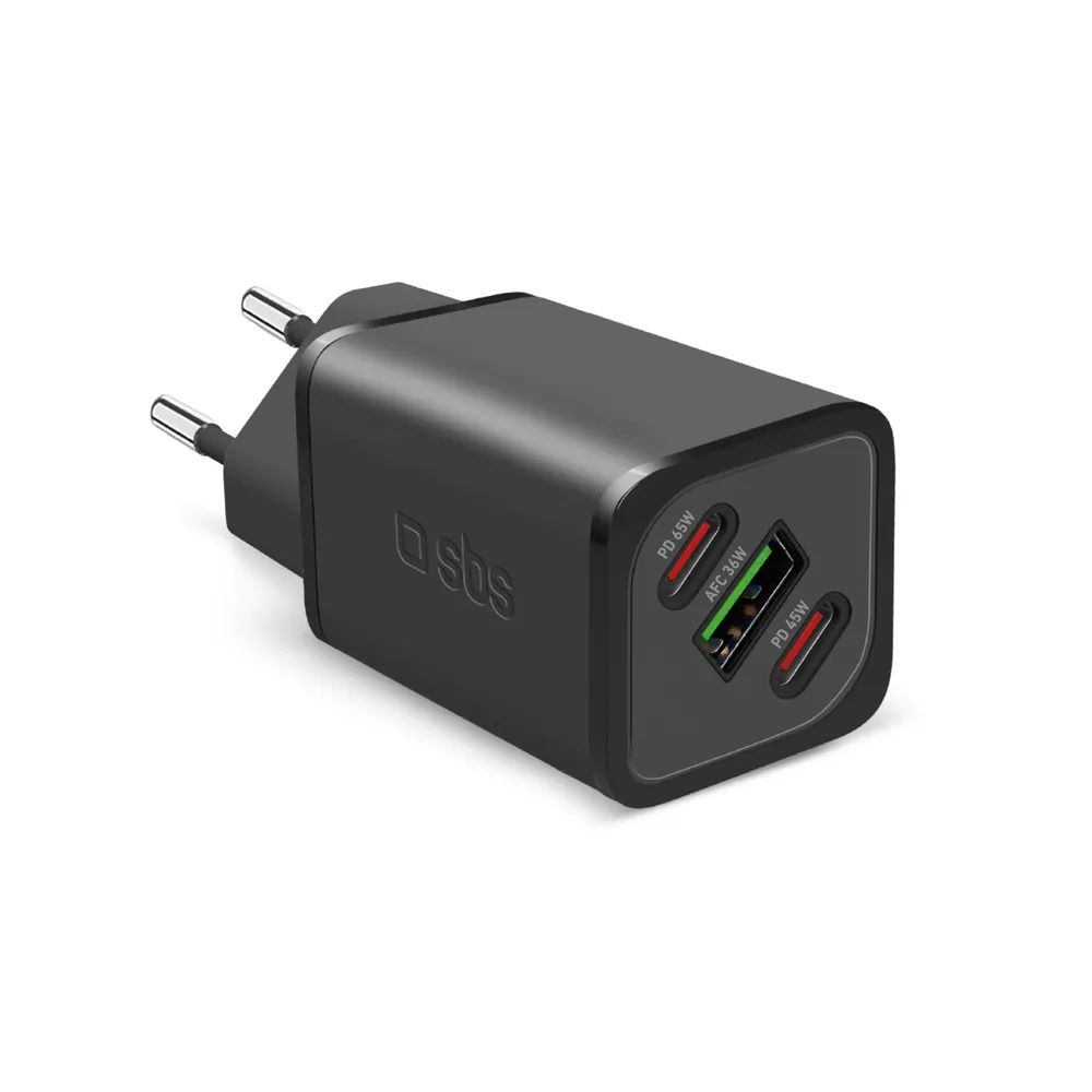 SBS GaN Netzlader, 2x USB-C PD & 1x USB-A, 65W