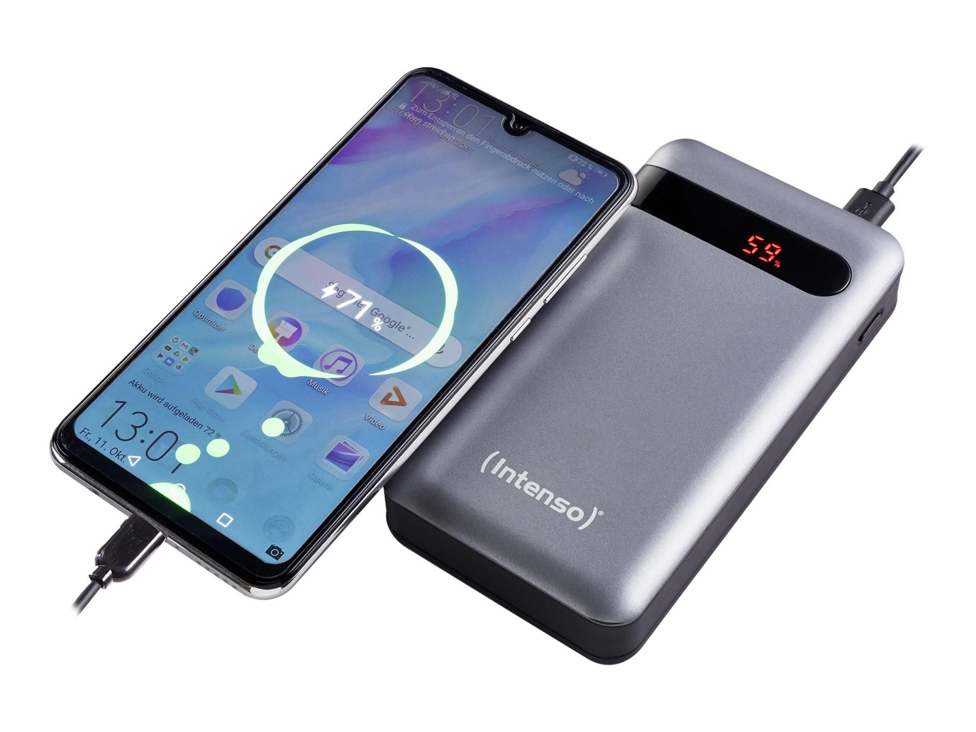 Intenso PD20000 - Powerbank - 20000 mAh - 3 A - PD, QC 3.0 - 2 Ausgabeanschlussstellen (USB, 24 pin USB-C)