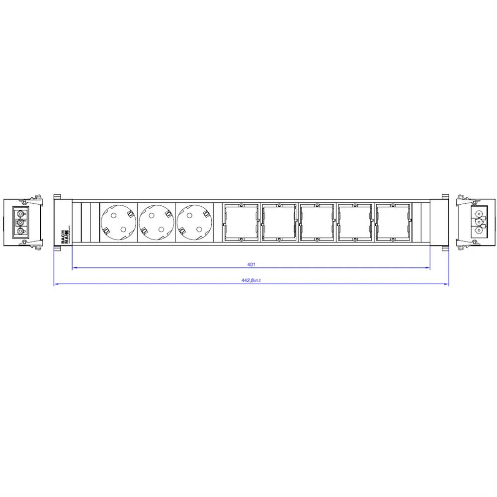 BACHMANN CONFERENCE TOP FRAME X-Large Einsatz 3x Schutzkontakt 5x ABD