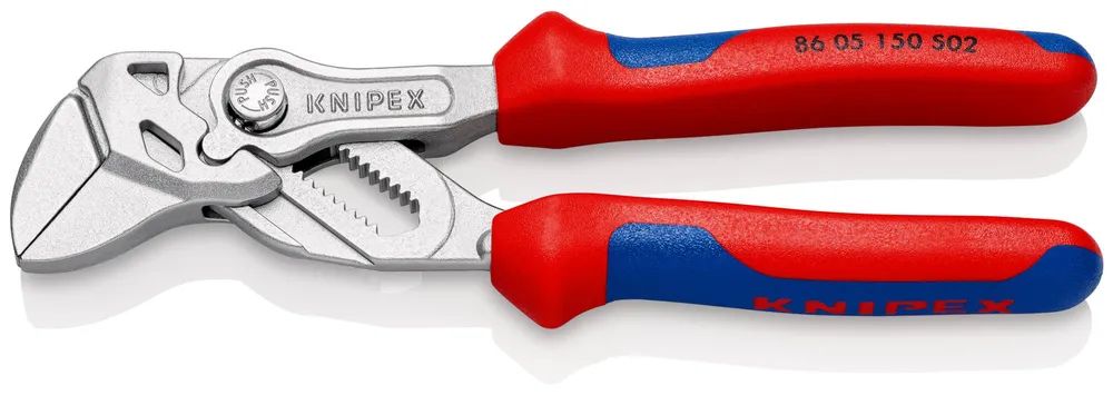 KNIPEX Zangenschlüssel mit aufgerauten Backen mit Mehrkomponenten-Hüllen verchromt 150 mm