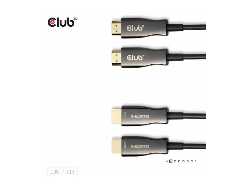 Club 3D Ultra High Speed - HDMI-Kabel - HDMI männlich zu HDMI männlich - 50 m - Geschützter Hybridkupfer/Faseroptik - Schwarz - Active Optical Cable (AOC)