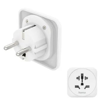 Hama Reiseadapter Typ E und F, 3-polig, universal, Welt nach Europa, Weiß