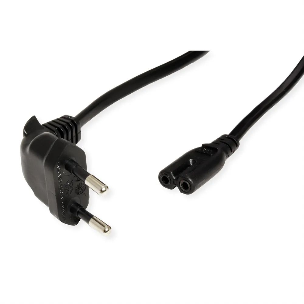 ROLINE Netzkabel Euro-Stecker (abgewinkelt) auf C7, 2pol., schwarz, 1,8 m