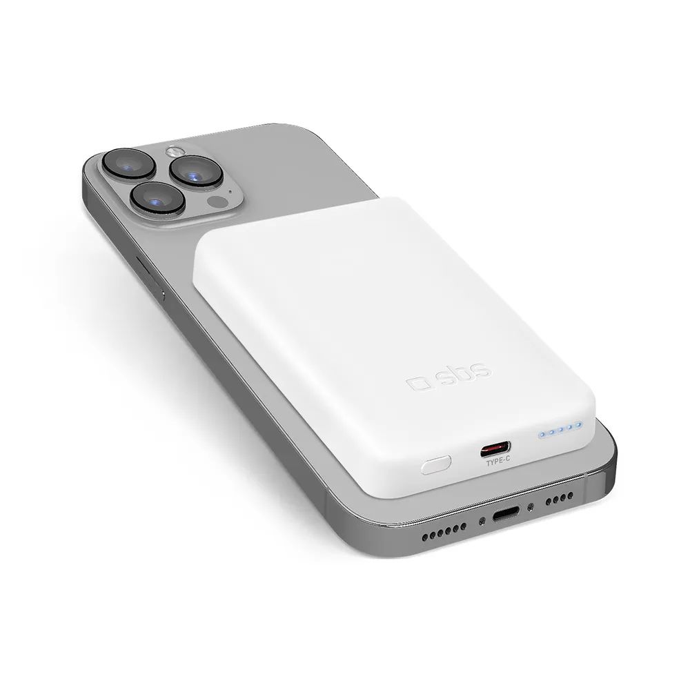 SBS Induktions Powerbank 10W, 5.000 mAh, MagSafe weiss