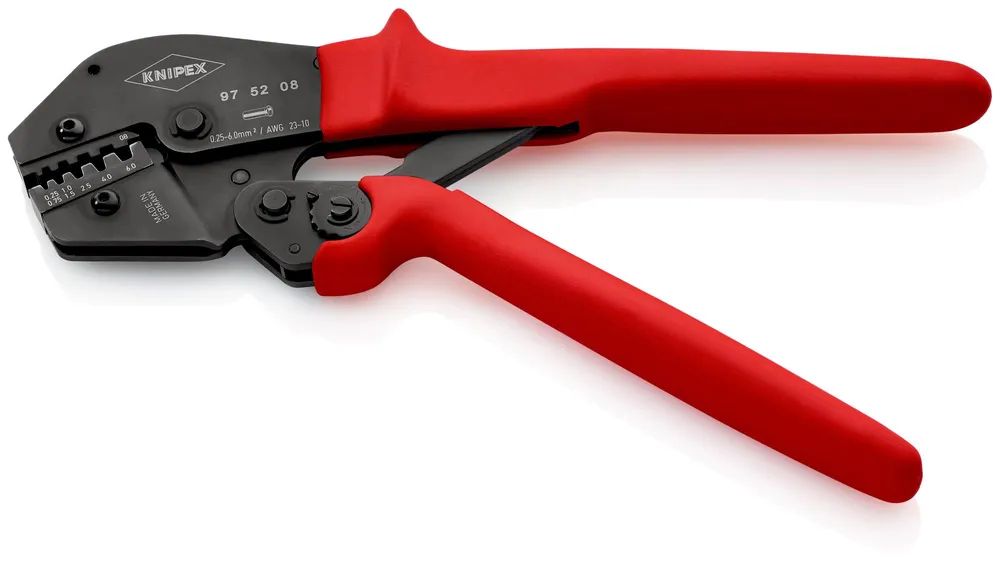 KNIPEX Crimpzange auch für Zweihandbedienung mit rutschhemmenden Kunststoff-Hüllen brüniert 250 mm