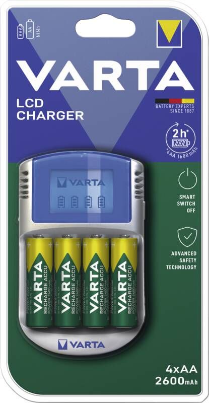 Varta Tisch-Ladegerät LCD (4x Mignon 2.600 mAh)+12V&USB