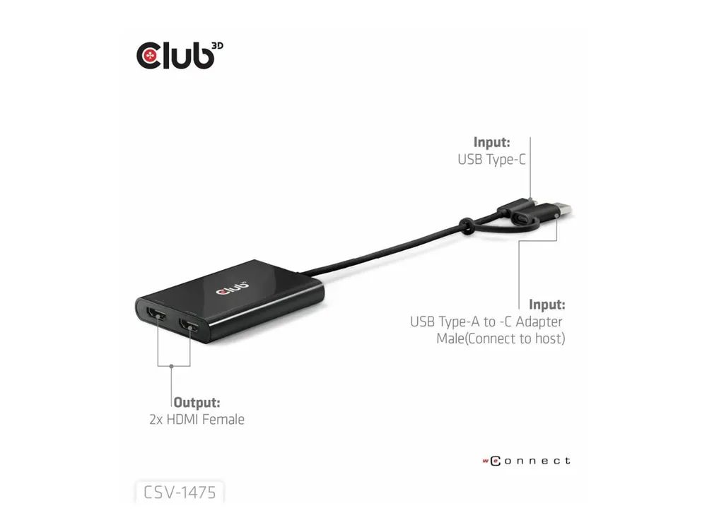 Club 3D Videoadapter - 24 pin USB-C, USB Typ A (M)