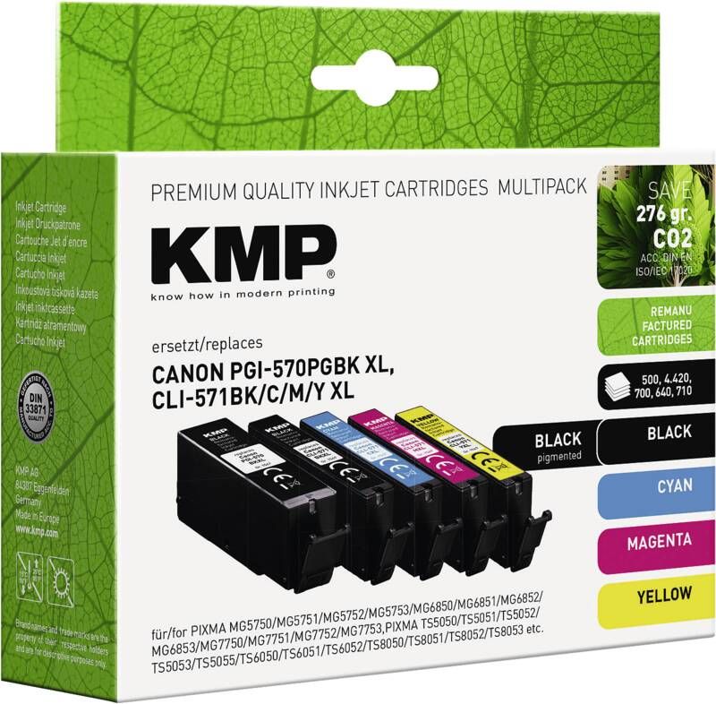 KMP Canon PGI 570 PG BK XL / CLI 571 BK/C/M/Y XL